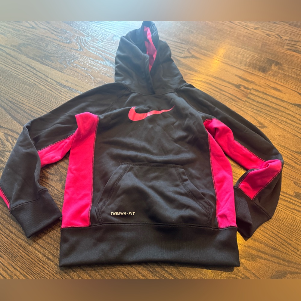 Nike Kids Black and Pink Hoodie